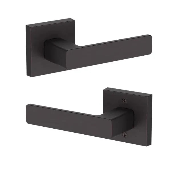 Baldwin Sharpewood Lever with Contemporary Square Rosette in Venetian Bronze finish