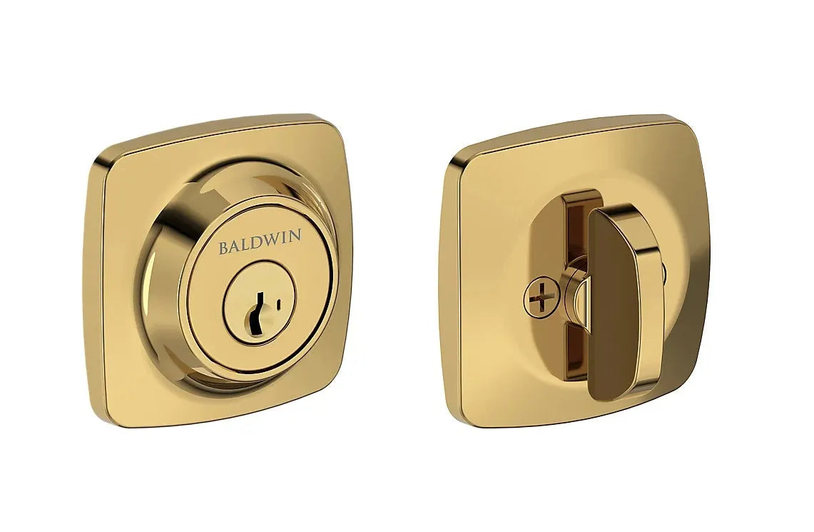 Baldwin Soft Square Deadbolt in Lifetime Polished Brass finish