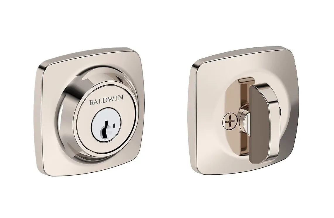 Baldwin Soft Square Deadbolt in Lifetime Polished Nickel finish