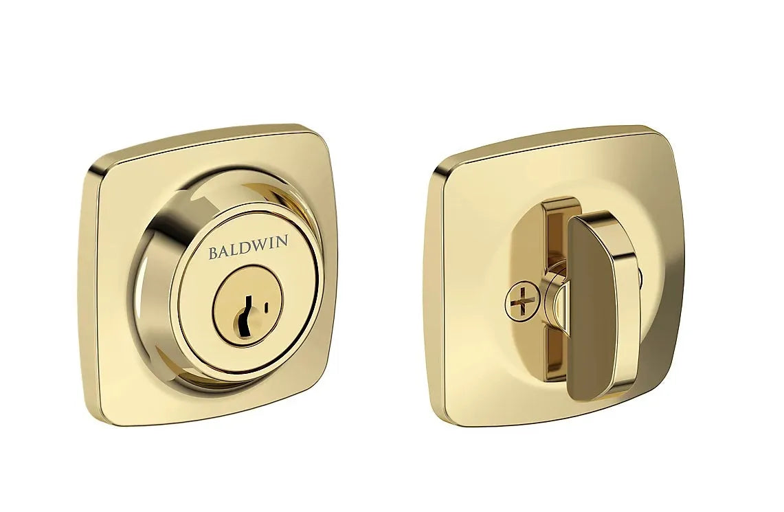 Baldwin Soft Square Deadbolt in Non-Lacquered Brass finish
