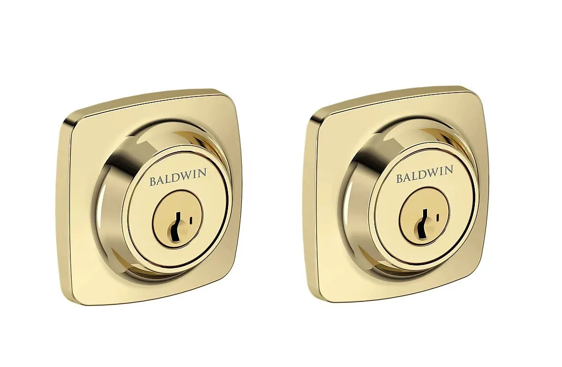 Baldwin Soft Square Deadbolt in Non-Lacquered Brass finish