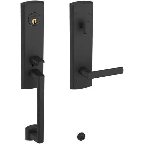 Baldwin Soho Single Cylinder 3/4 Escutcheon Handleset with Interior 5485V Soho Lever in Satin Black finish
