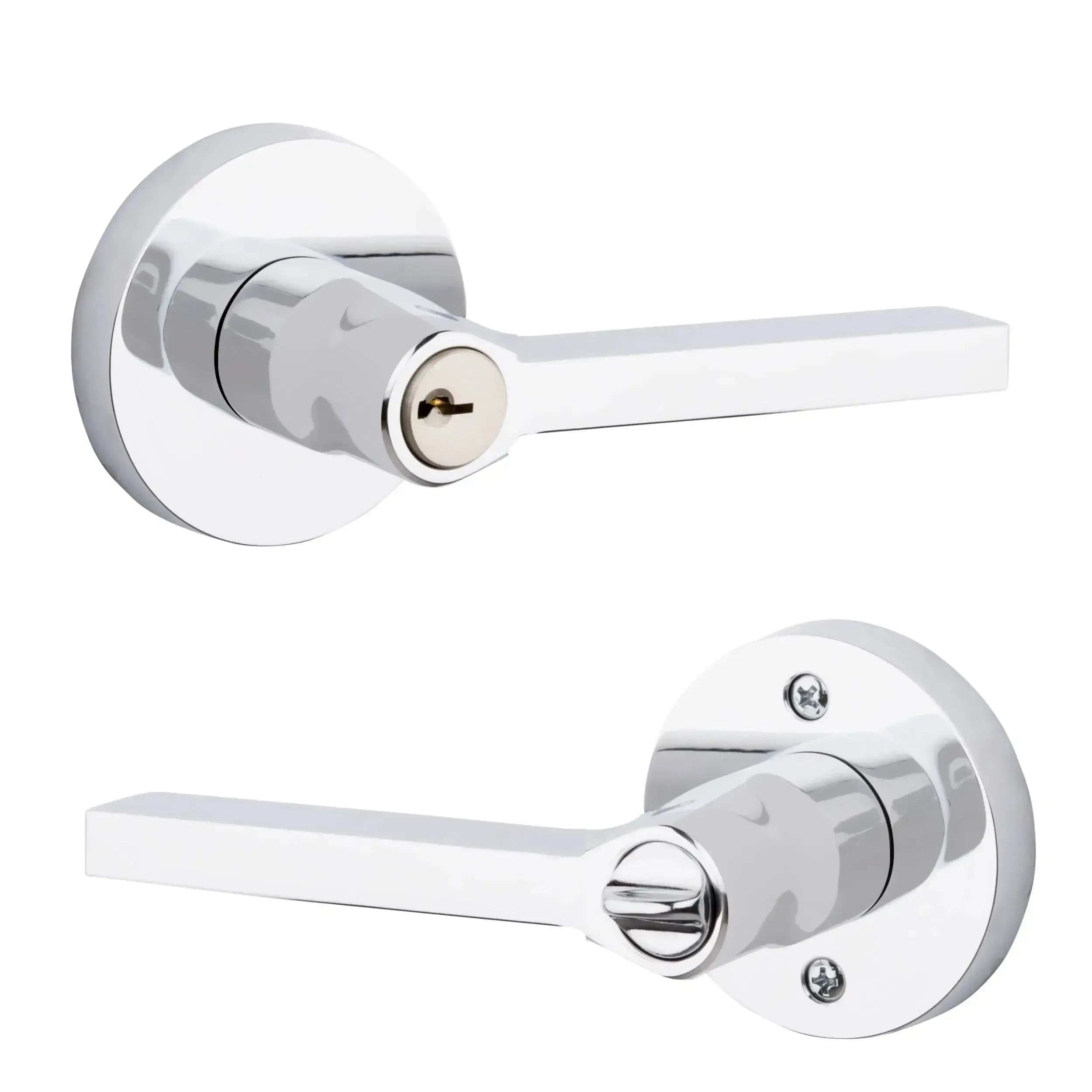 Baldwin ReserveBaldwin Square Lever with Contemporary Round Rosette in 