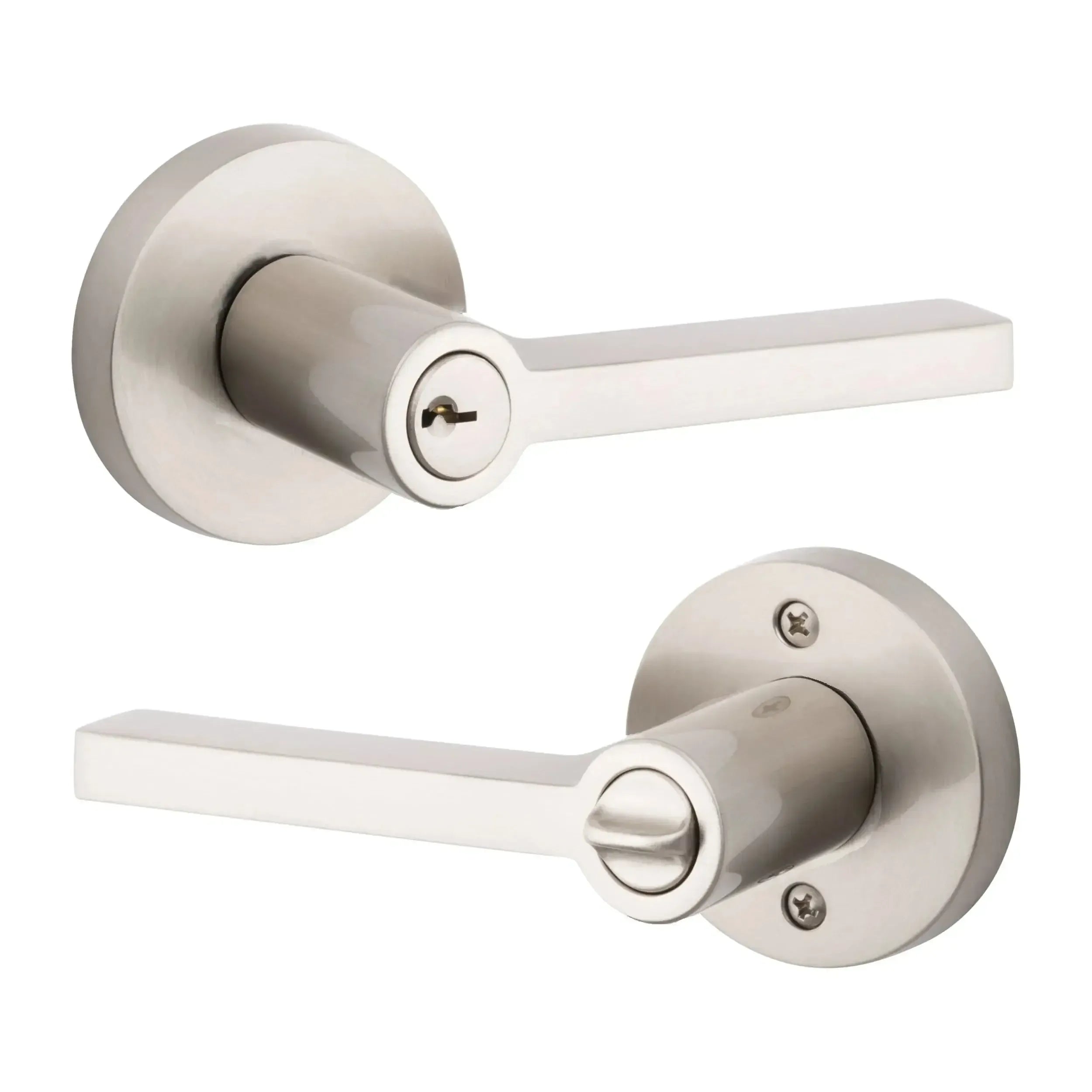 Baldwin ReserveBaldwin Square Lever with Contemporary Round Rosette in 