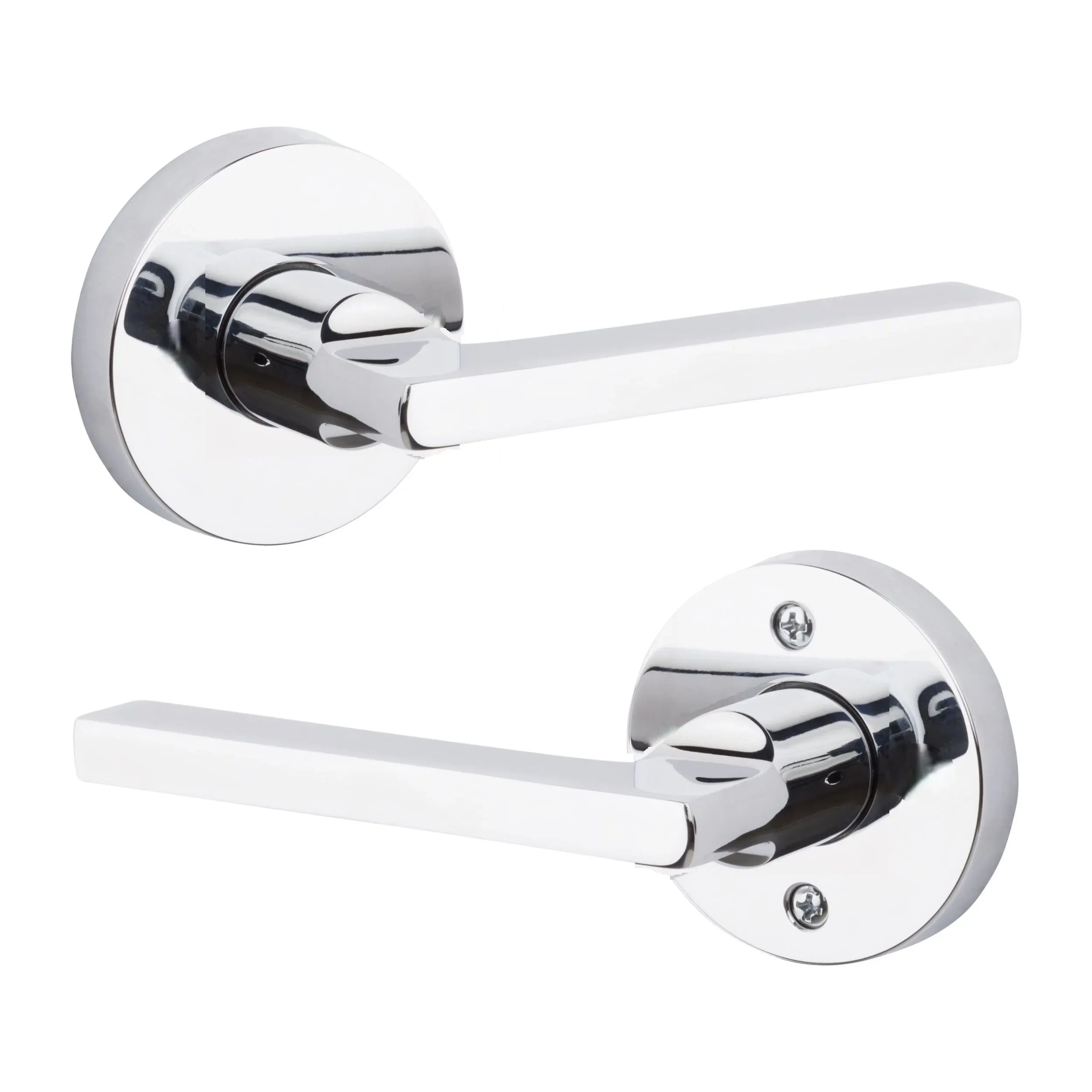 Baldwin Square Lever with Contemporary Round Rosette Polished Chrome
