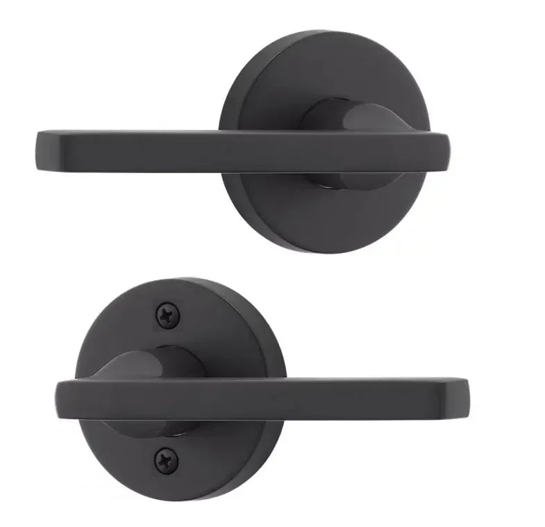 Baldwin Square Lever with Contemporary Round Rosette Satin Black