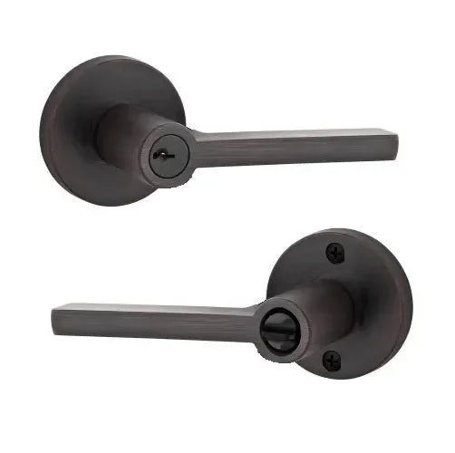 Baldwin Square Lever with Contemporary Round Rosette Venetian Bronze