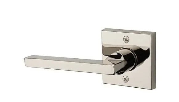 Baldwin Square Lever with Contemporary Square Rosette Lifetime Polished Nickel