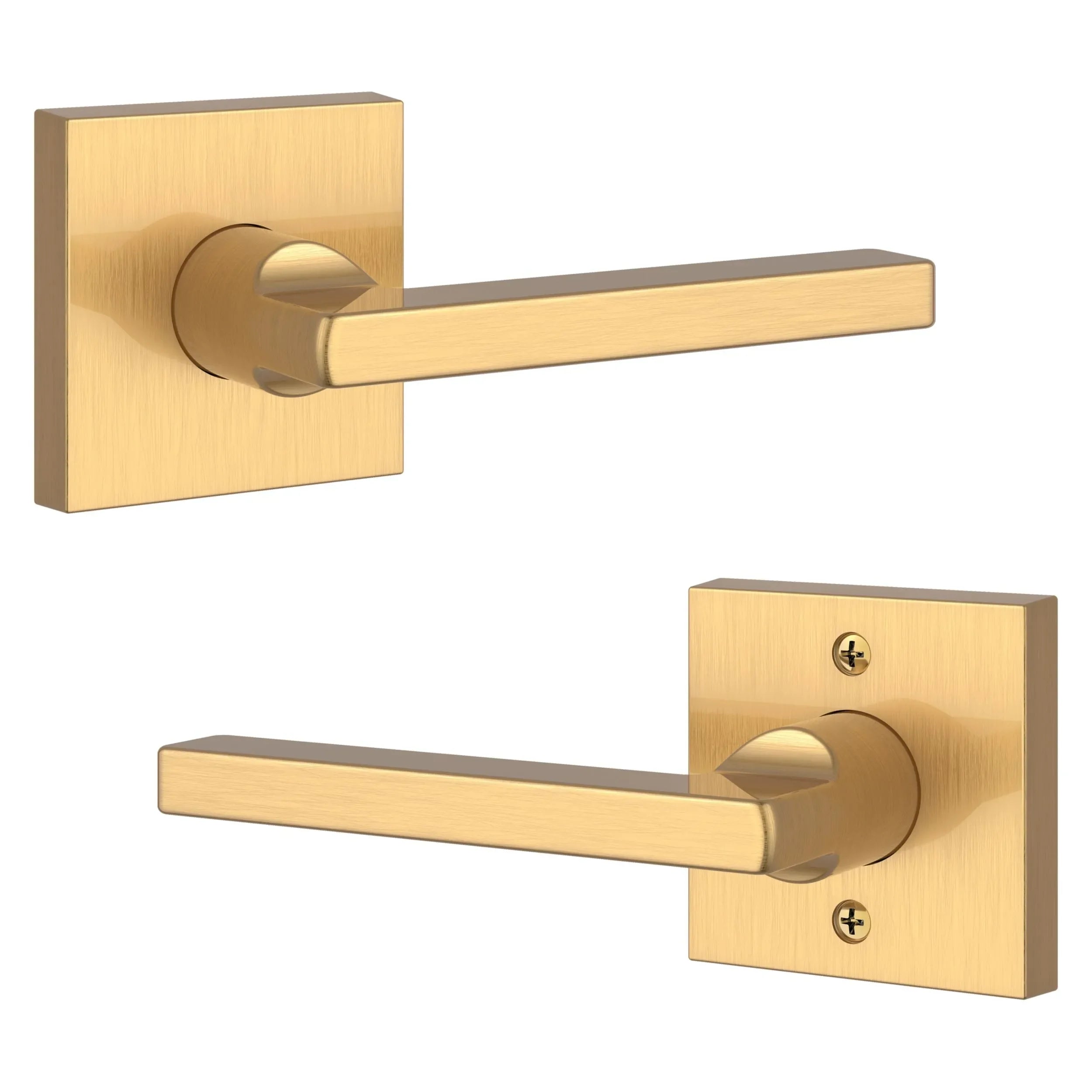 Baldwin Square Lever with Contemporary Square Rosette Lifetime Satin Brass