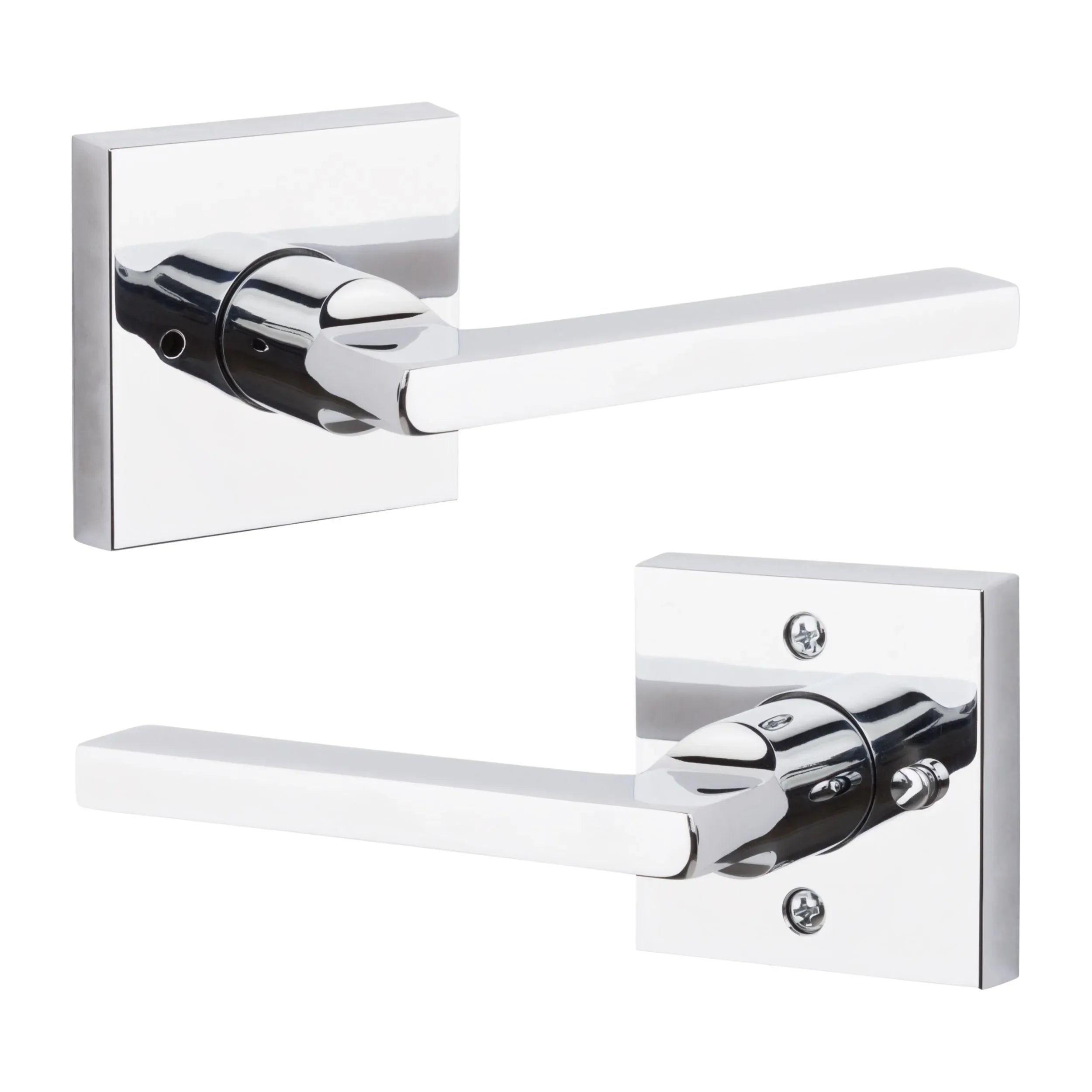 Baldwin Square Lever with Contemporary Square Rosette Polished Chrome