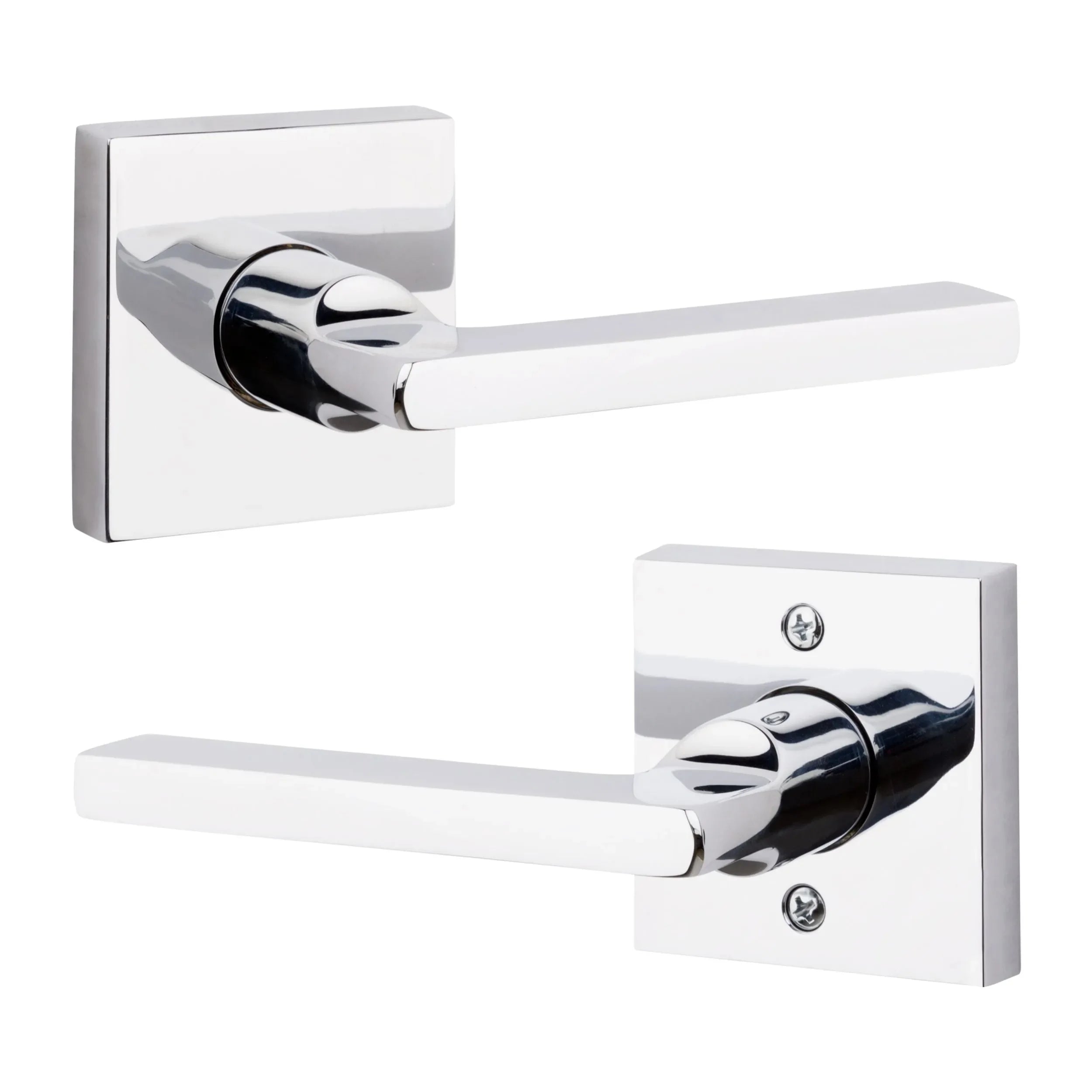 Baldwin Square Lever with Contemporary Square Rosette Polished Chrome