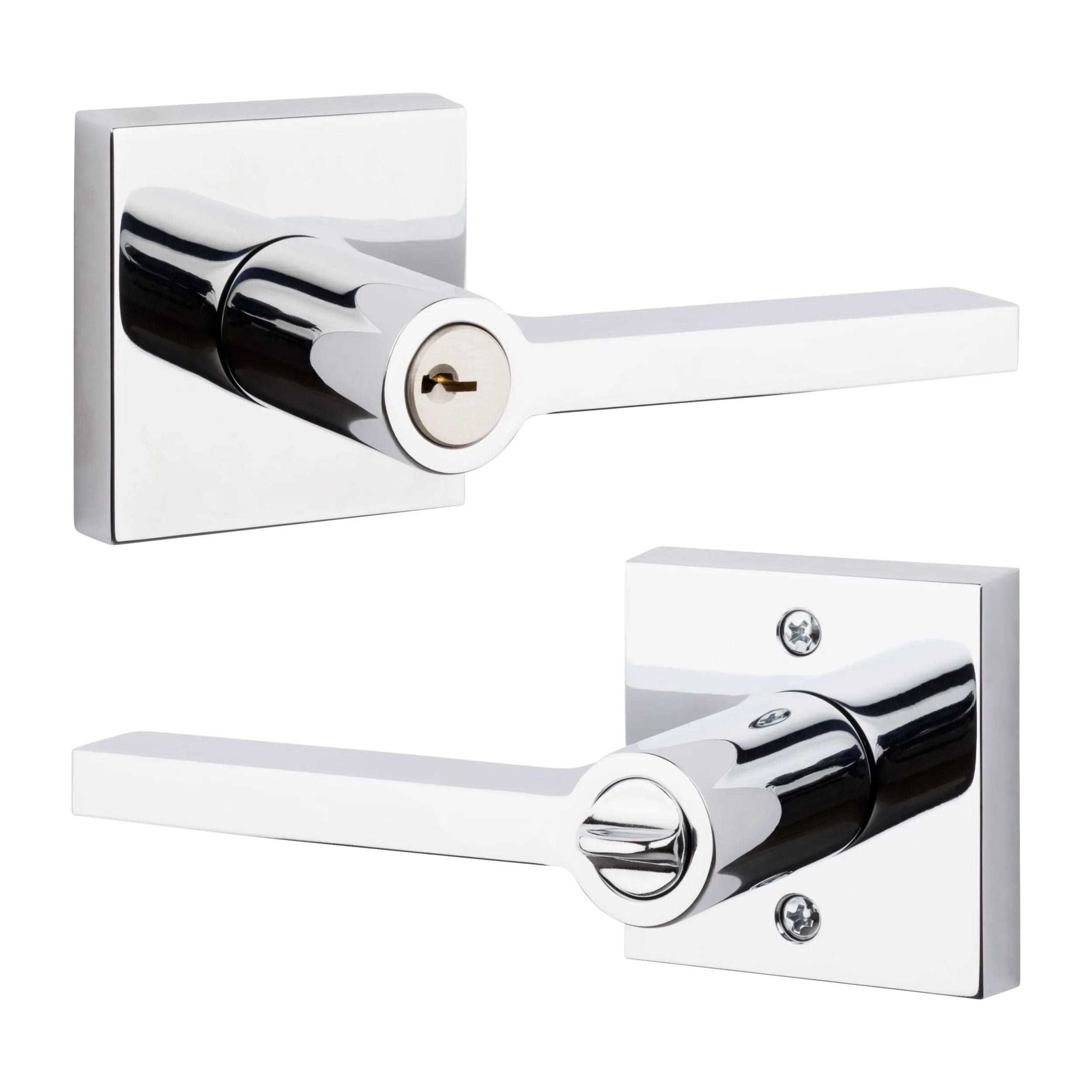 Baldwin Square Lever with Contemporary Square Rosette Polished Chrome