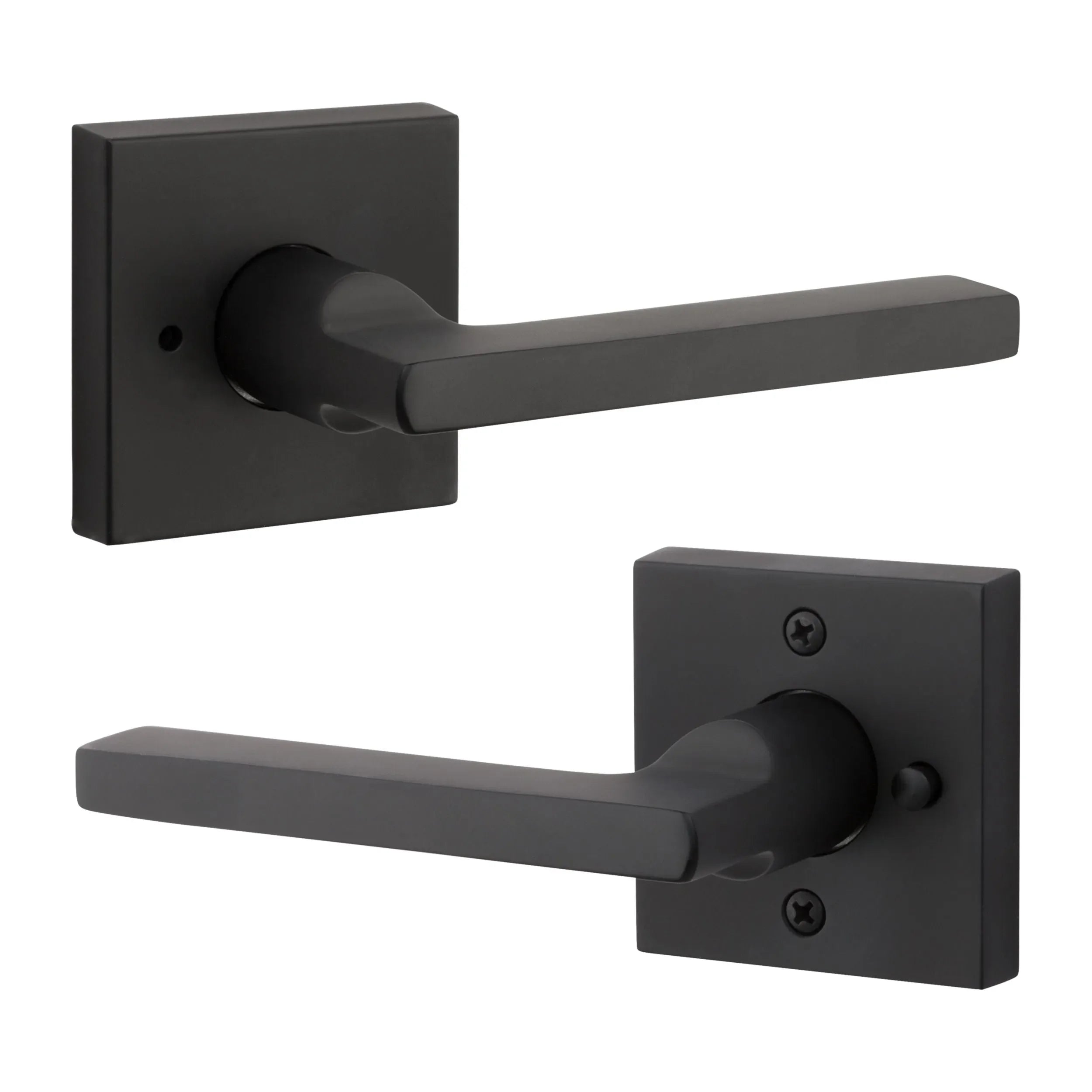 Baldwin Square Lever with Contemporary Square Rosette Satin Black