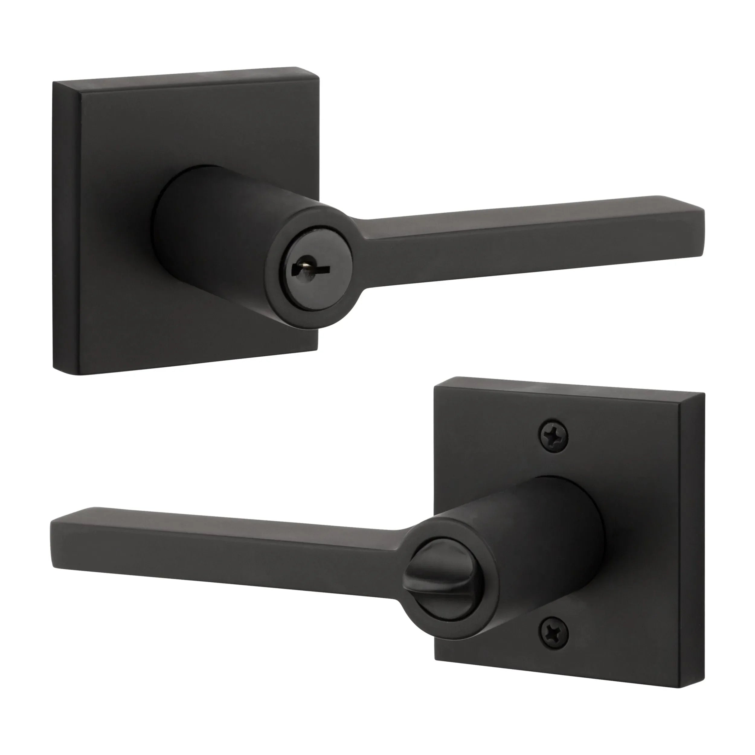 Baldwin Square Lever with Contemporary Square Rosette Satin Black