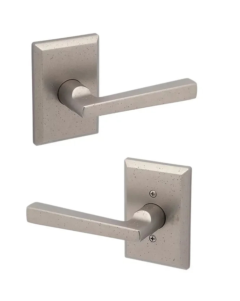Baldwin Taper Lever with Rustic Square Rosette White Bronze