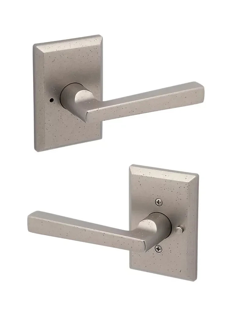 Baldwin Taper Lever with Rustic Square Rosette White Bronze