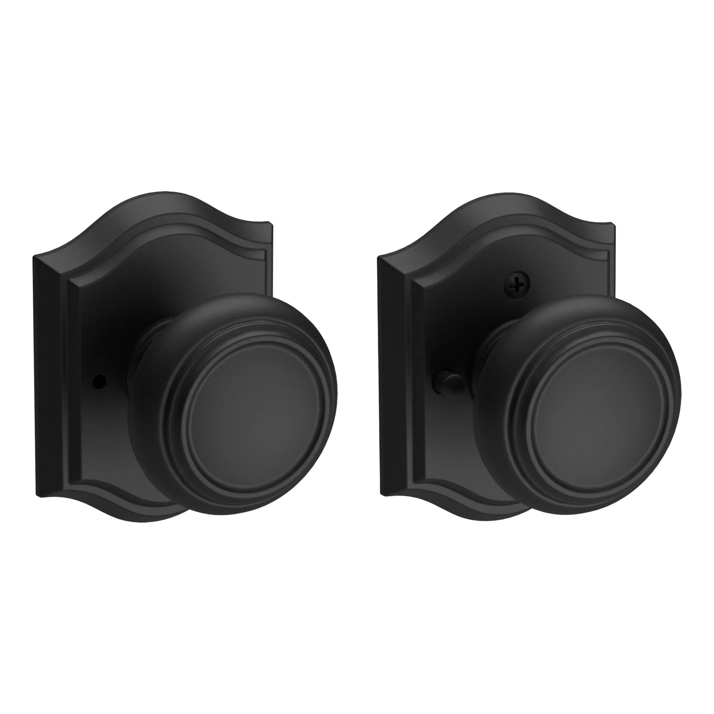 Baldwin Traditional Knob with Traditional Arch Rosette Satin Black