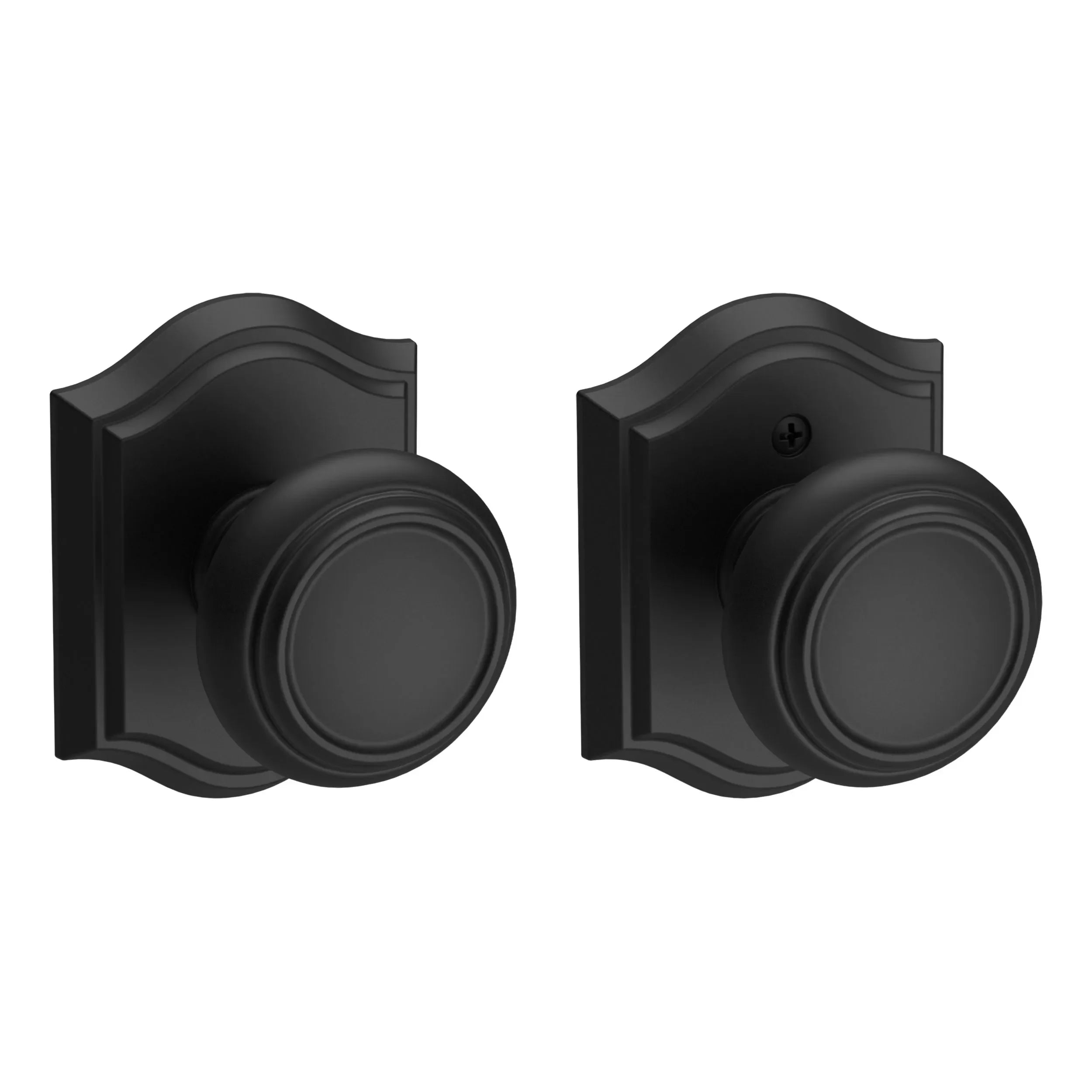 Baldwin Traditional Knob with Traditional Arch Rosette Satin Black