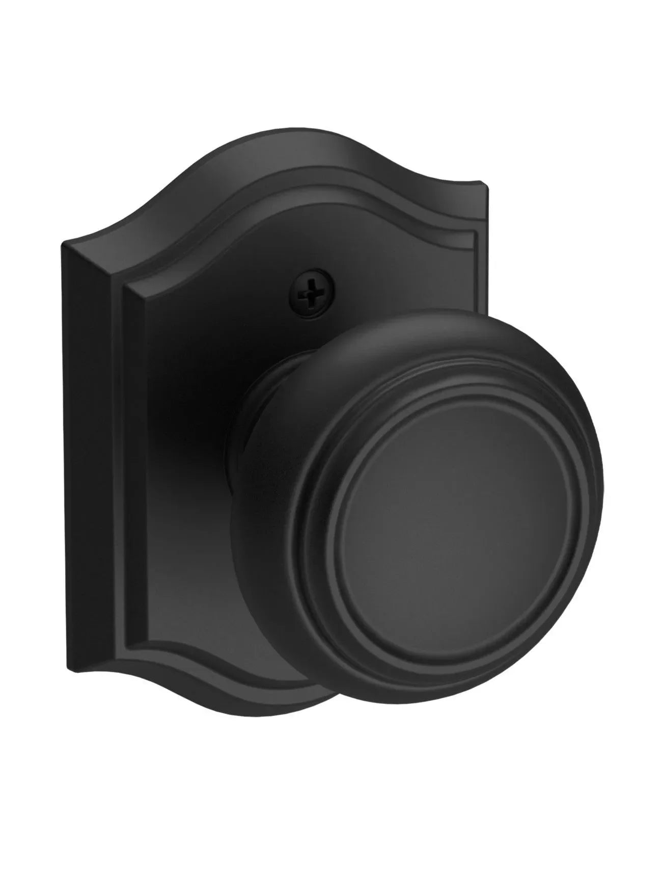 Baldwin Traditional Knob with Traditional Arch Rosette Satin Black