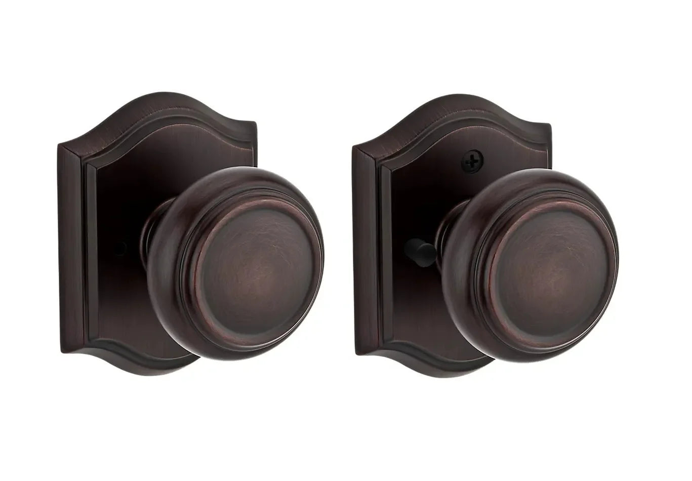 Baldwin Traditional Knob with Traditional Arch Rosette Venetian Bronze