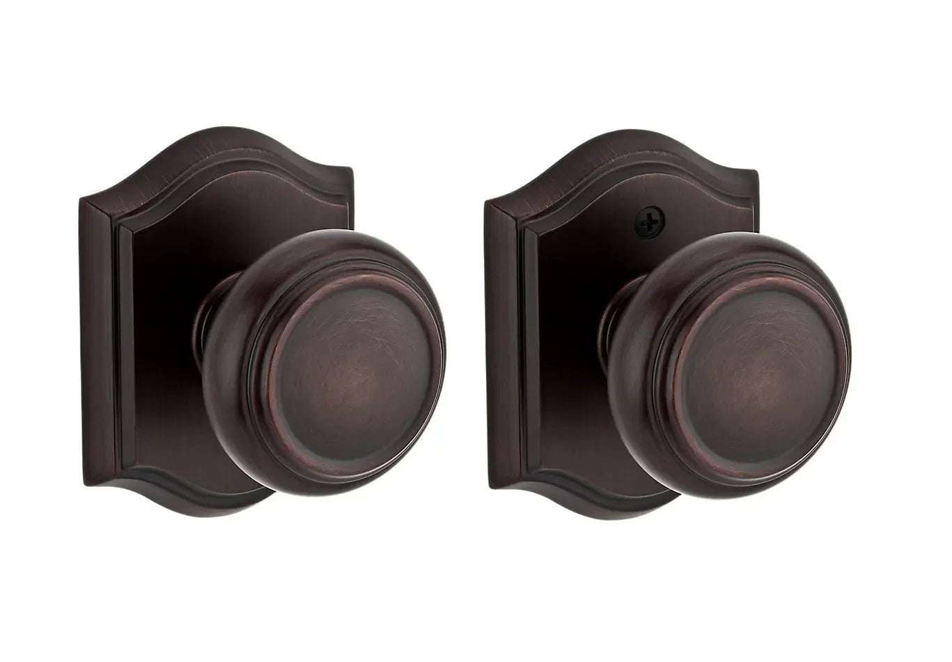 Baldwin Traditional Knob with Traditional Arch Rosette Venetian Bronze