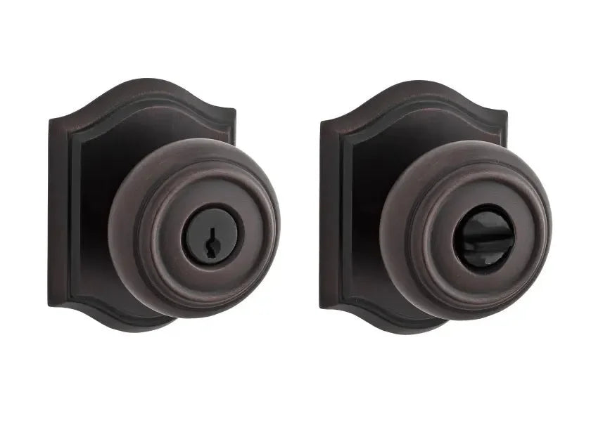 Baldwin Traditional Knob with Traditional Arch Rosette Venetian Bronze