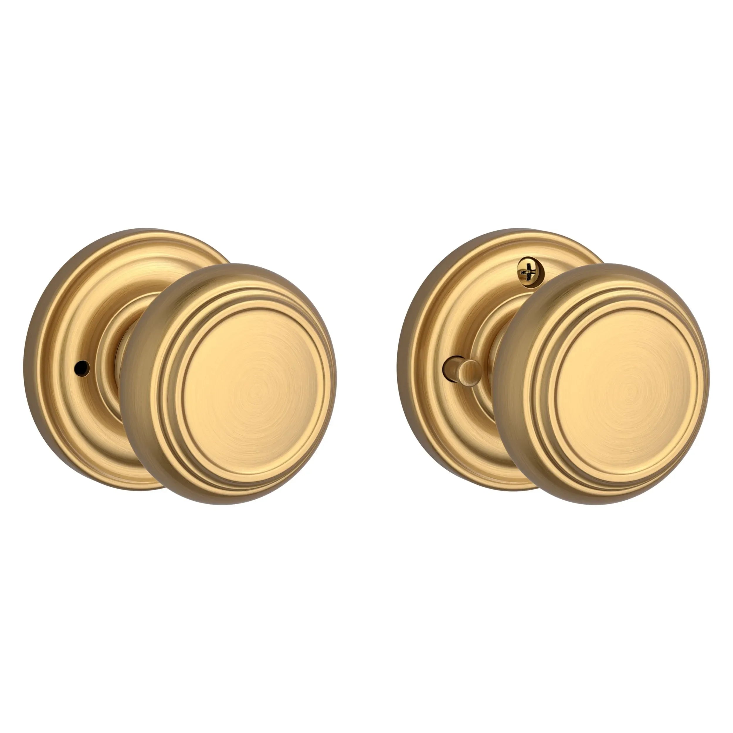 Baldwin Traditional Knob with Traditional Round Rosette Lifetime Satin Brass