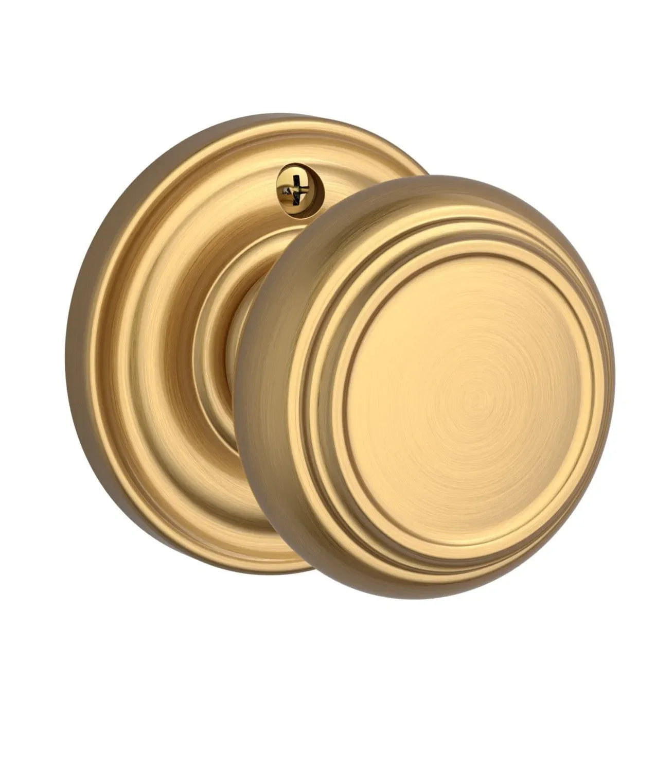 Baldwin Traditional Knob with Traditional Round Rosette Lifetime Satin Brass