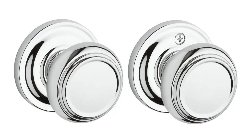 Baldwin Traditional Knob with Traditional Round Rosette Polished Chrome