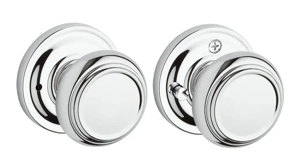 Baldwin Traditional Knob with Traditional Round Rosette Polished Chrome