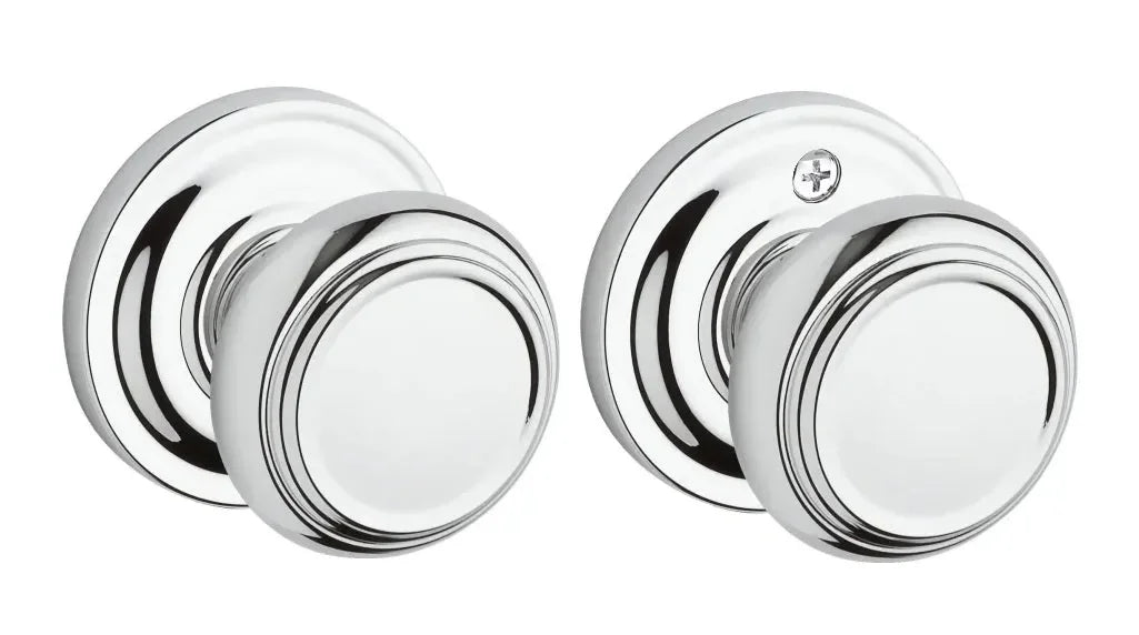 Baldwin Traditional Knob with Traditional Round Rosette Polished Chrome