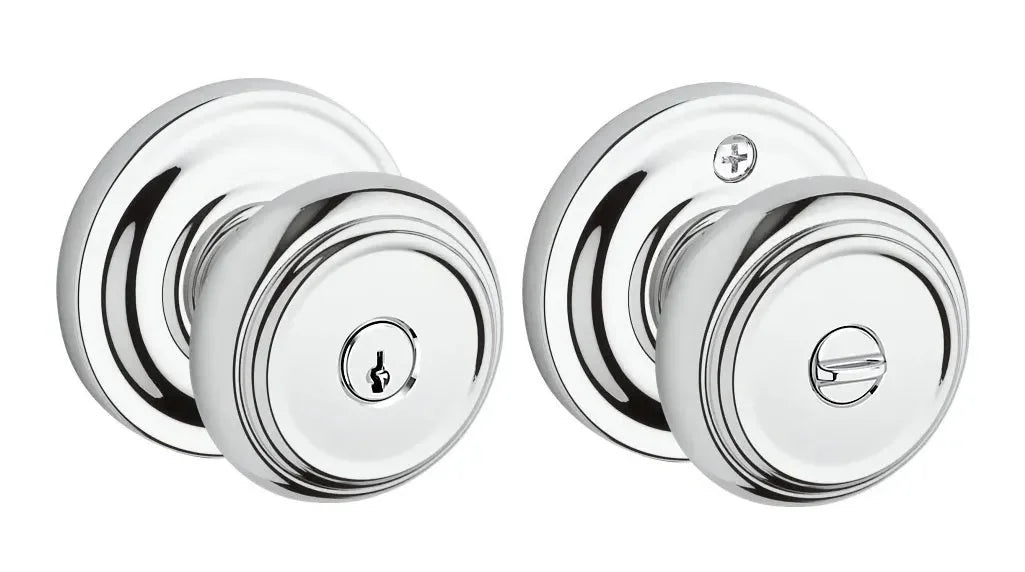 Baldwin Traditional Knob with Traditional Round Rosette Polished Chrome