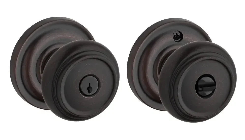 Baldwin Traditional Knob with Traditional Round Rosette Venetian Bronze
