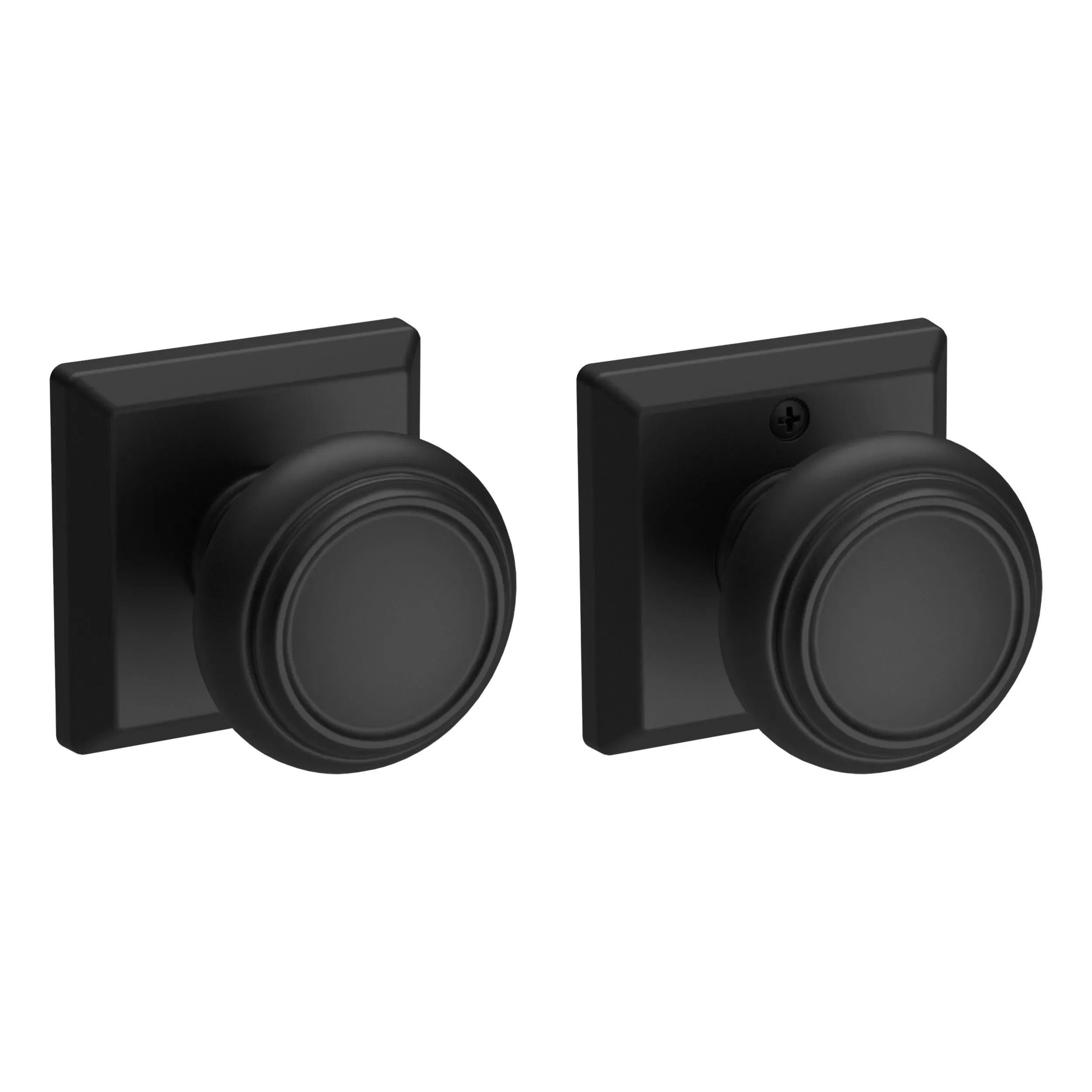 Baldwin Traditional Knob with Traditional Square Rosette Satin Black