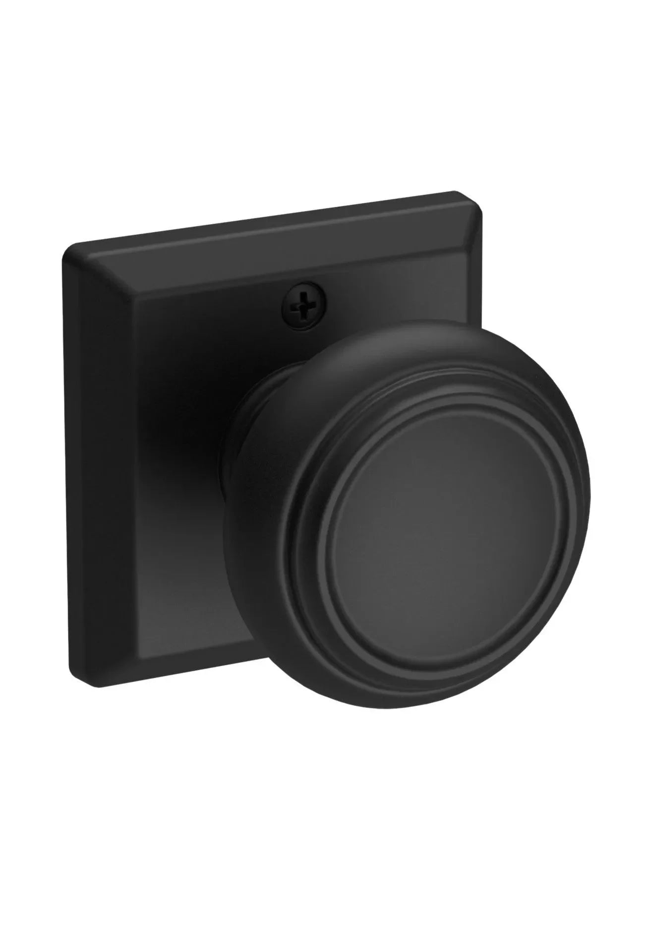 Baldwin Traditional Knob with Traditional Square Rosette Satin Black