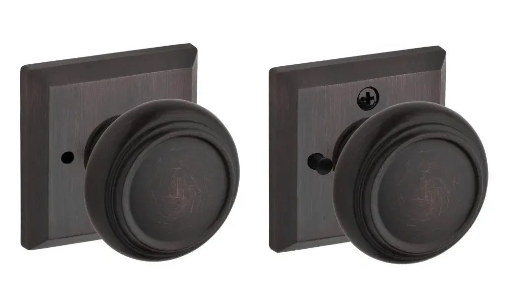 Baldwin Traditional Knob with Traditional Square Rosette Venetian Bronze