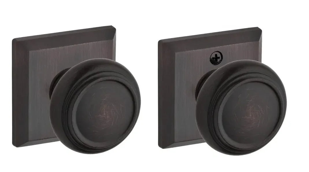 Baldwin Traditional Knob with Traditional Square Rosette Venetian Bronze