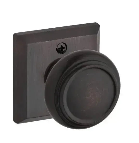 Baldwin Traditional Knob with Traditional Square Rosette in Venetian Bronze finish