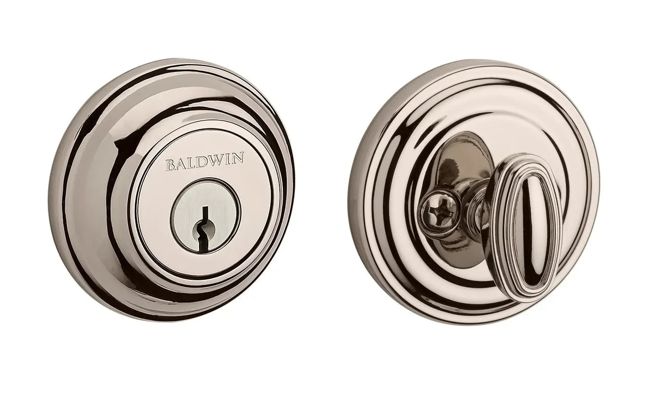 Baldwin Traditional Round Deadbolt Lifetime Polished Nickel