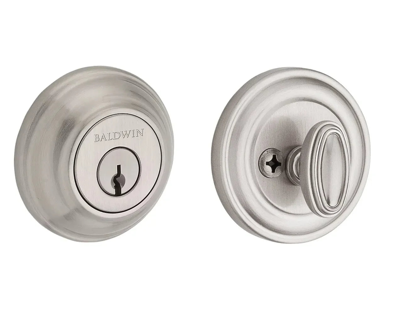 Baldwin Traditional Round Deadbolt Satin Nickel