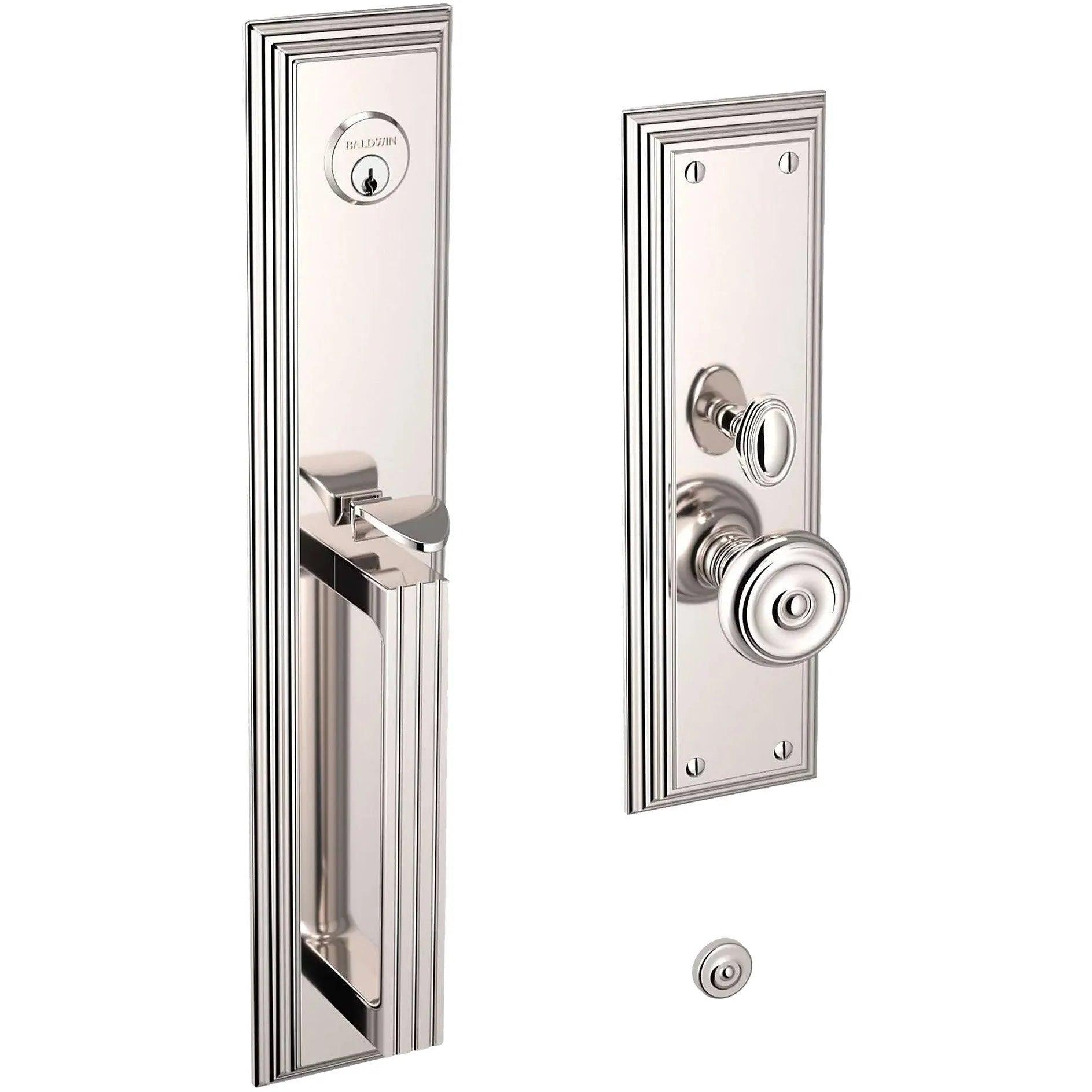 Baldwin Tremont Mortise Handleset Entrance Trim with Interior 5020 Knob Lifetime Polished Nickel