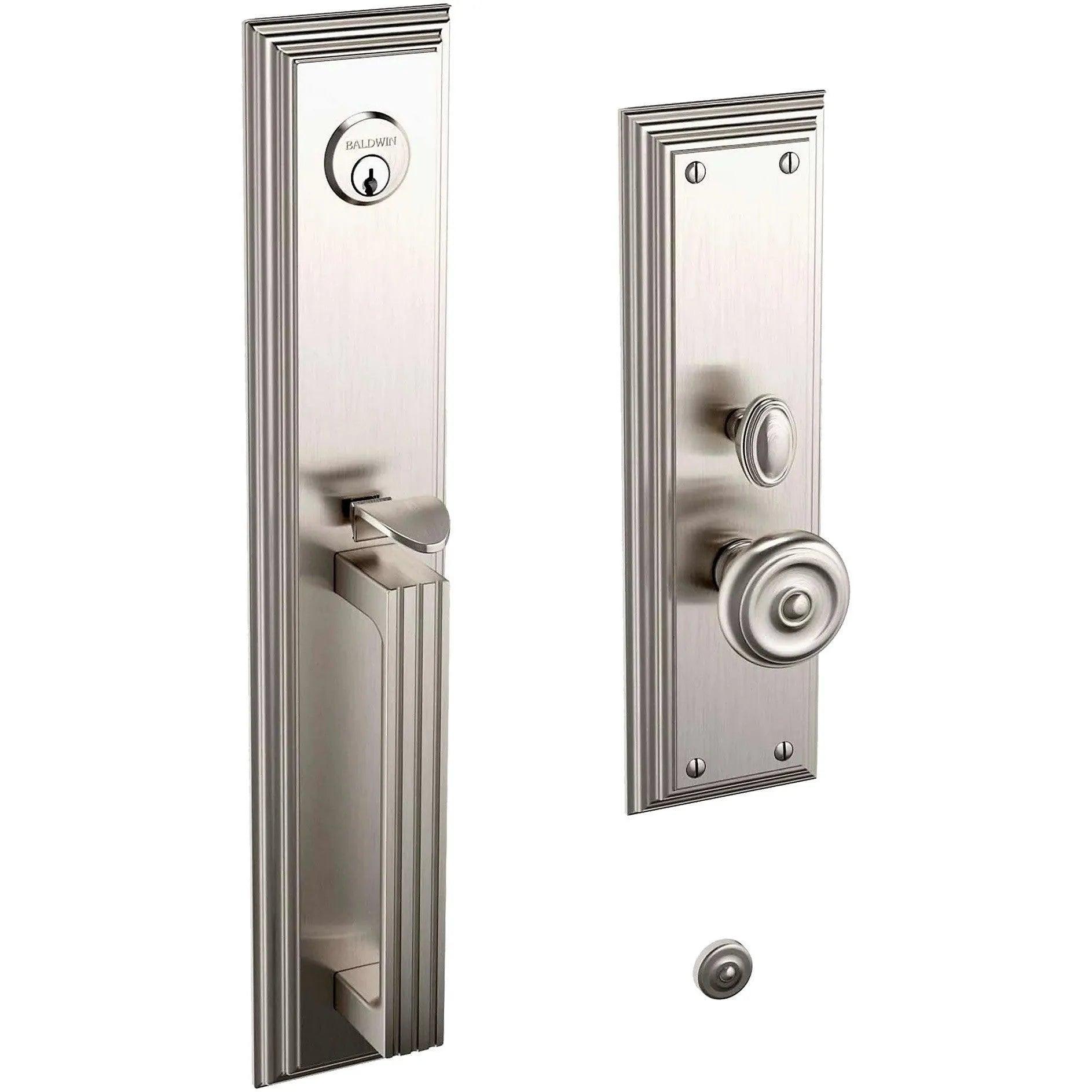 Baldwin Tremont Mortise Handleset Entrance Trim with Interior 5020 Knob Lifetime Satin Nickel