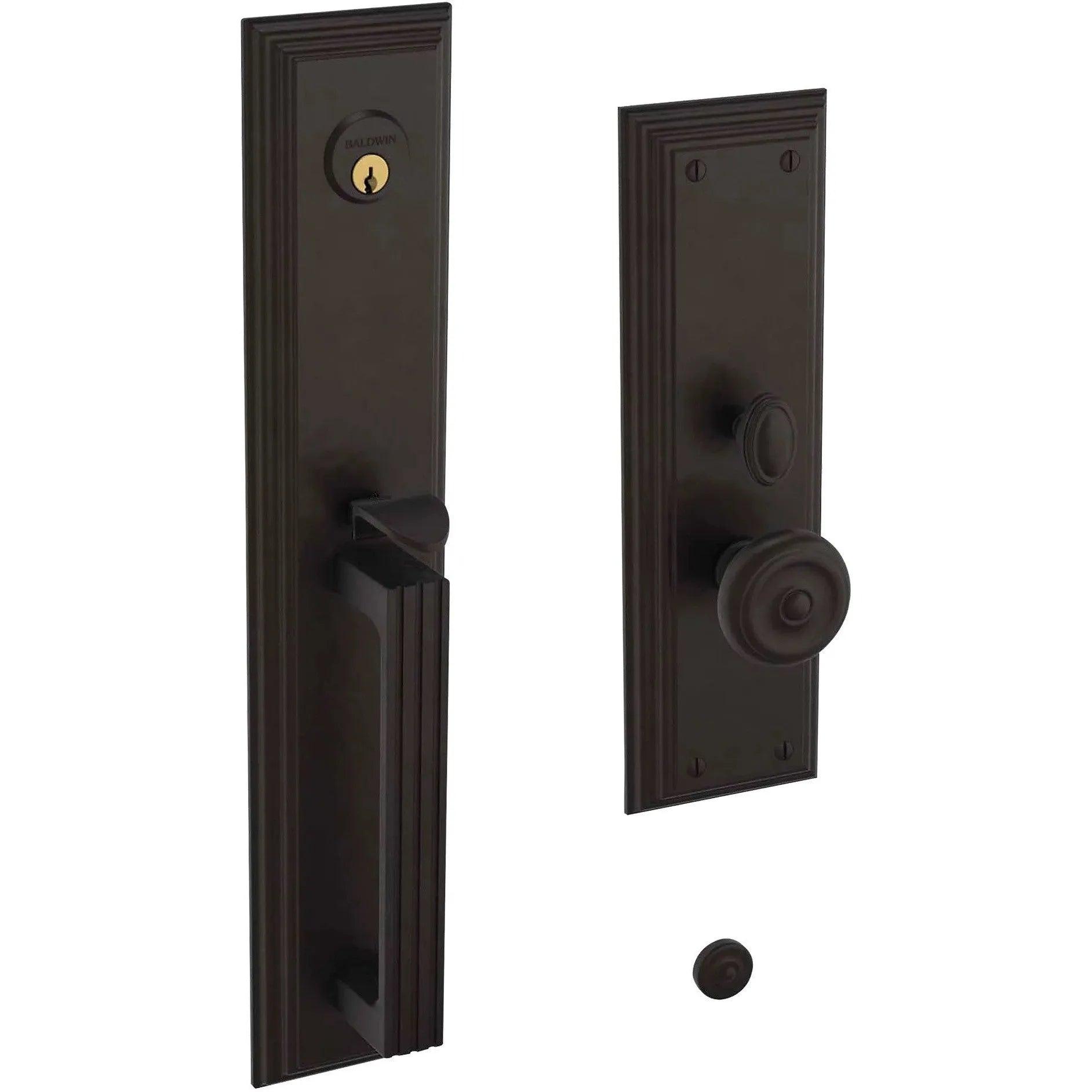 Baldwin Tremont Mortise Handleset Entrance Trim with Interior 5020 Knob Oil Rubbed Bronze