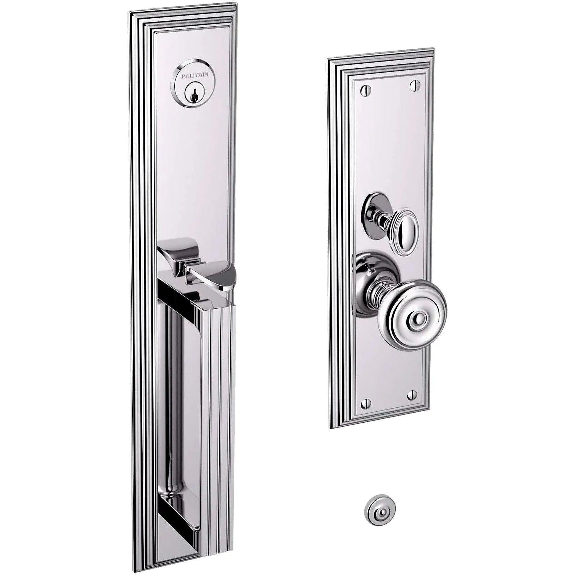 Baldwin Tremont Mortise Handleset Entrance Trim with Interior 5020 Knob Polished Chrome