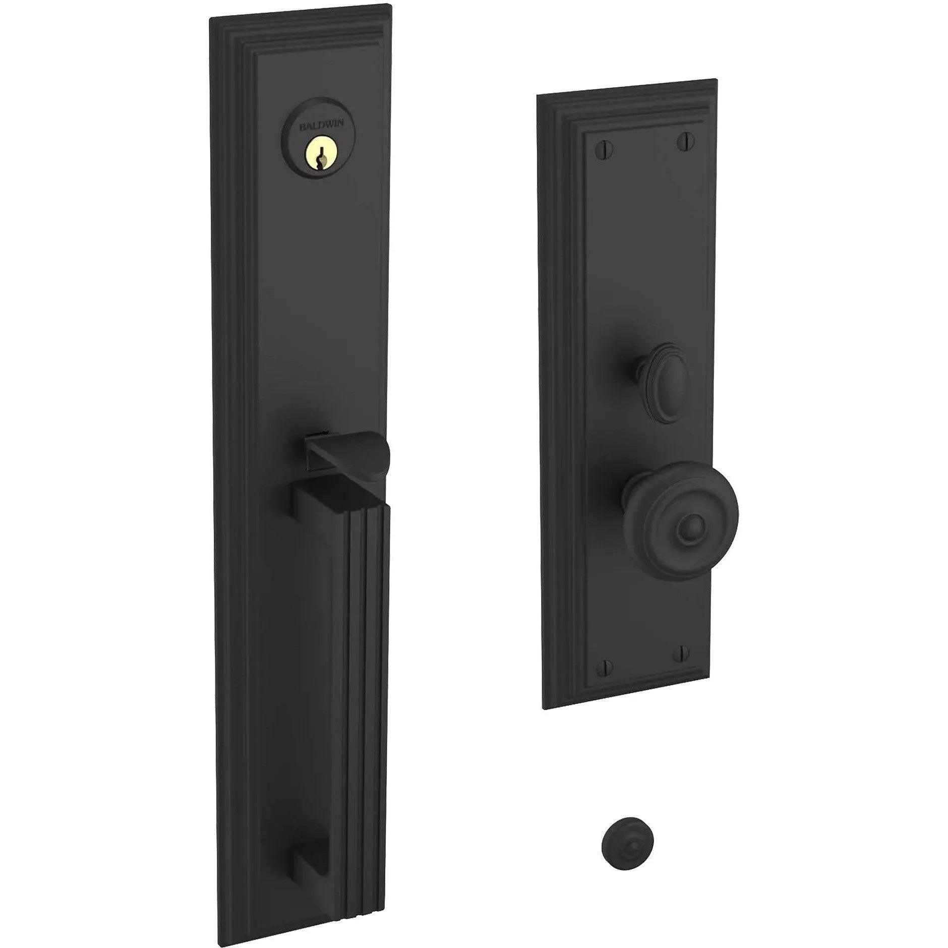 Baldwin Tremont Mortise Handleset Entrance Trim with Interior 5020 Knob Satin Black