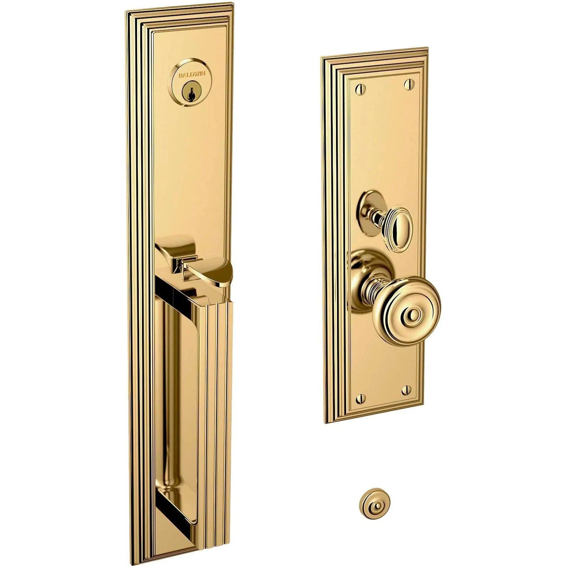Baldwin Tremont Mortise Handleset Entrance Trim with Interior 5020 Knob Unlacquered Brass
