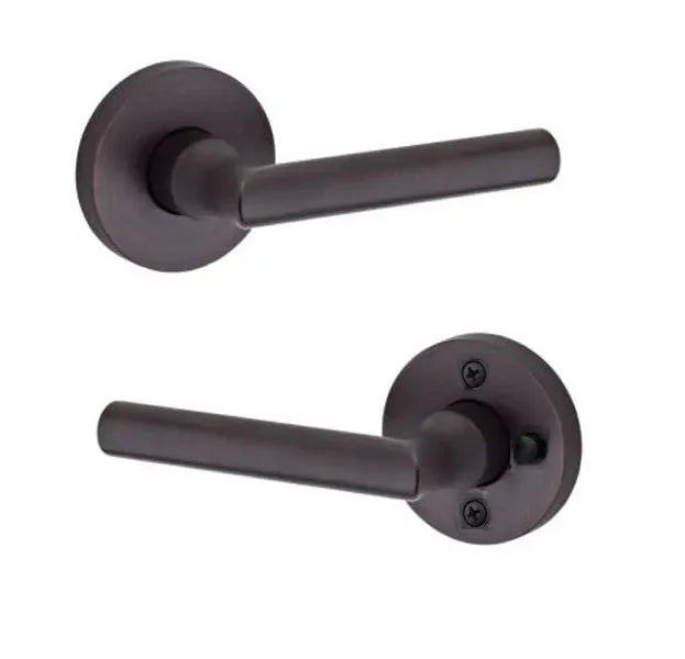 The Baldwin Reserve Tube Lever with Contemporary Round Rosette in Venetian Bronze finish.