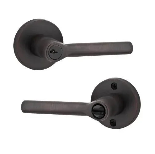 The Baldwin Reserve Tube Lever with Contemporary Round Rosette in Venetian Bronze finish.