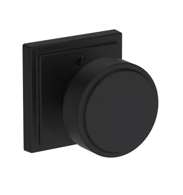 Baldwin Vashon Knob with Stepped Square Rosette in Satin Black finish