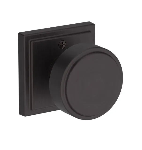 Baldwin Vashon Knob with Stepped Square Rosette in Venetian Bronze finish